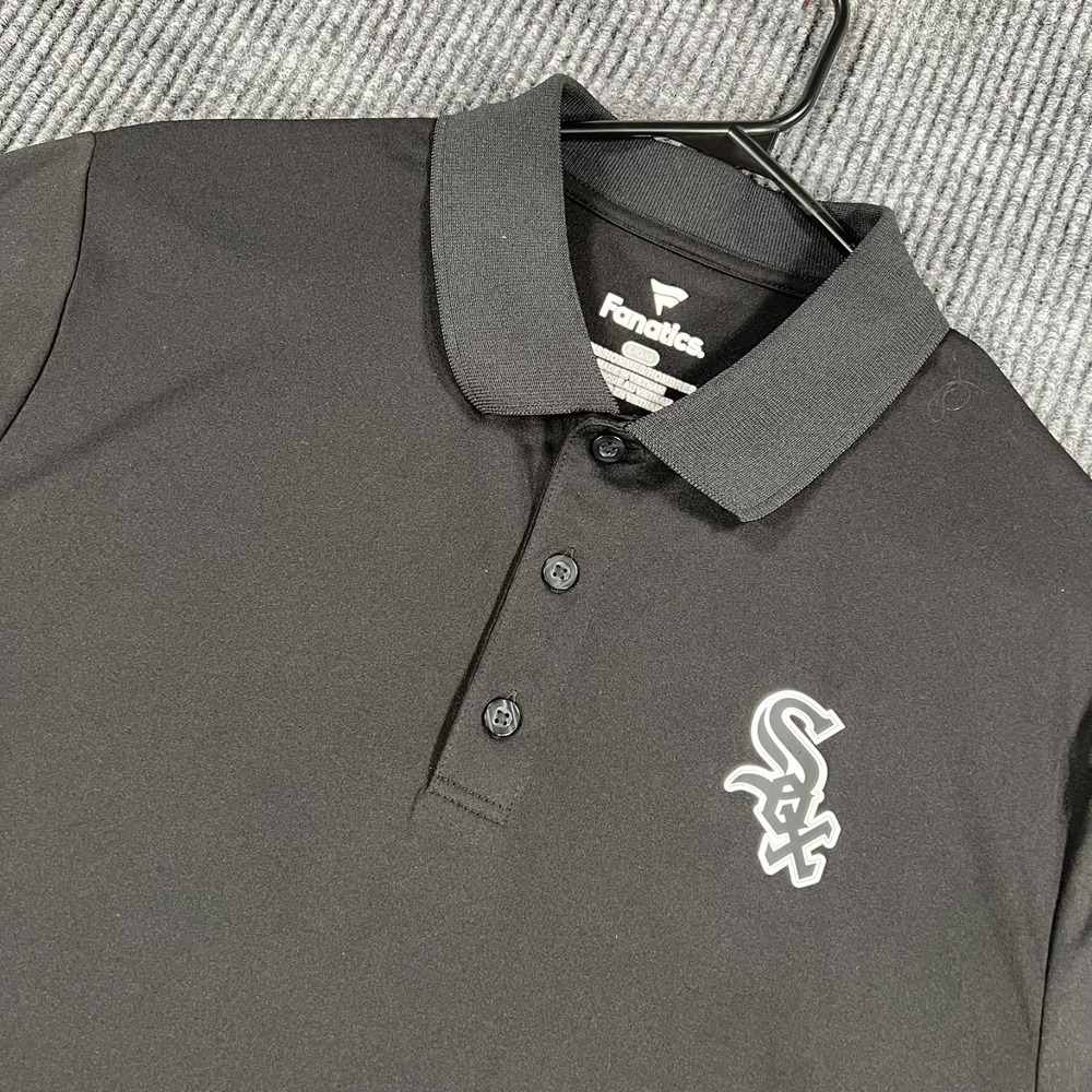 Chicago White Sox Polo Shirt Mens Large Black Short Sleeve MLB Baseball